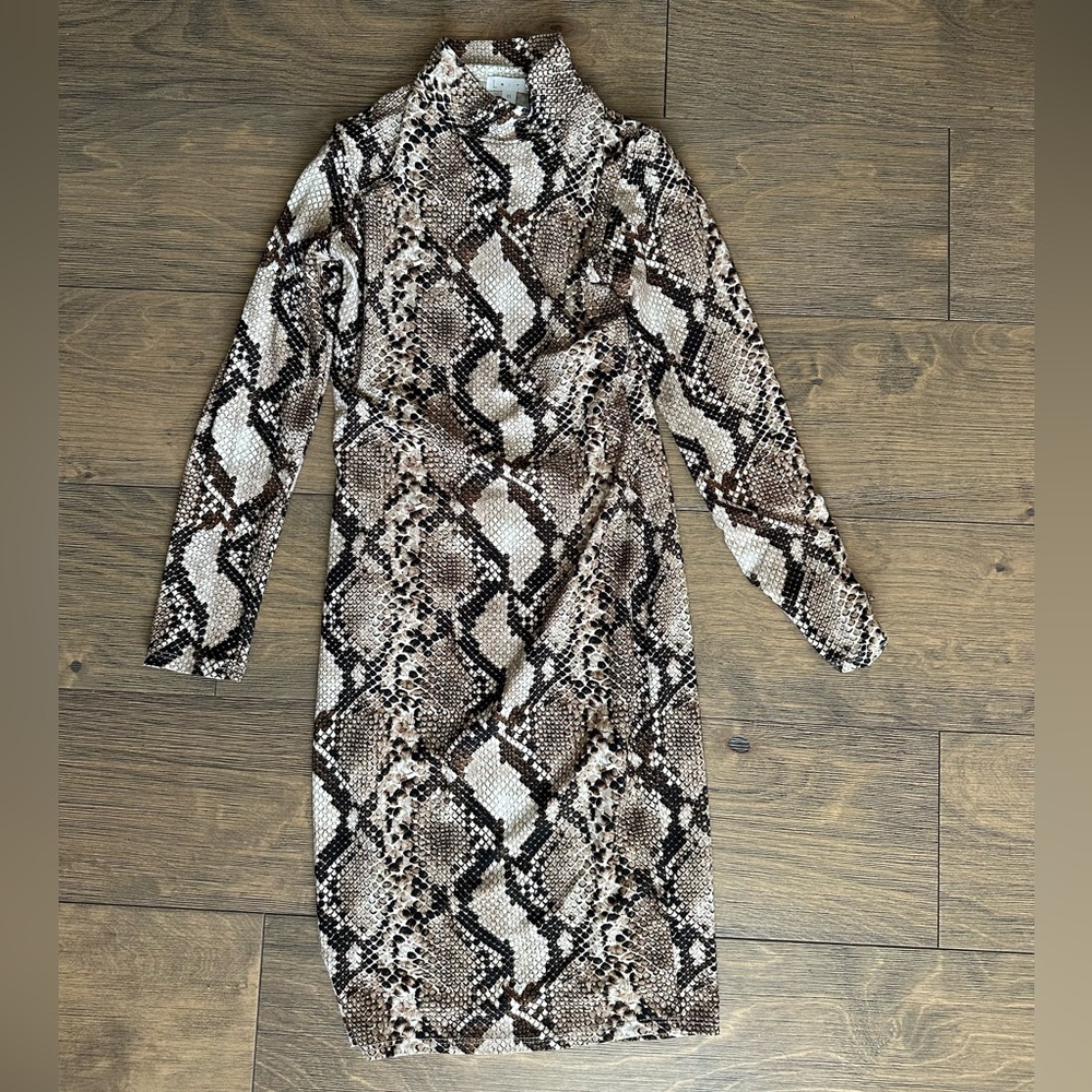 EUC - Leith Snake Print Long Sleeve Body-Con Dress - XS